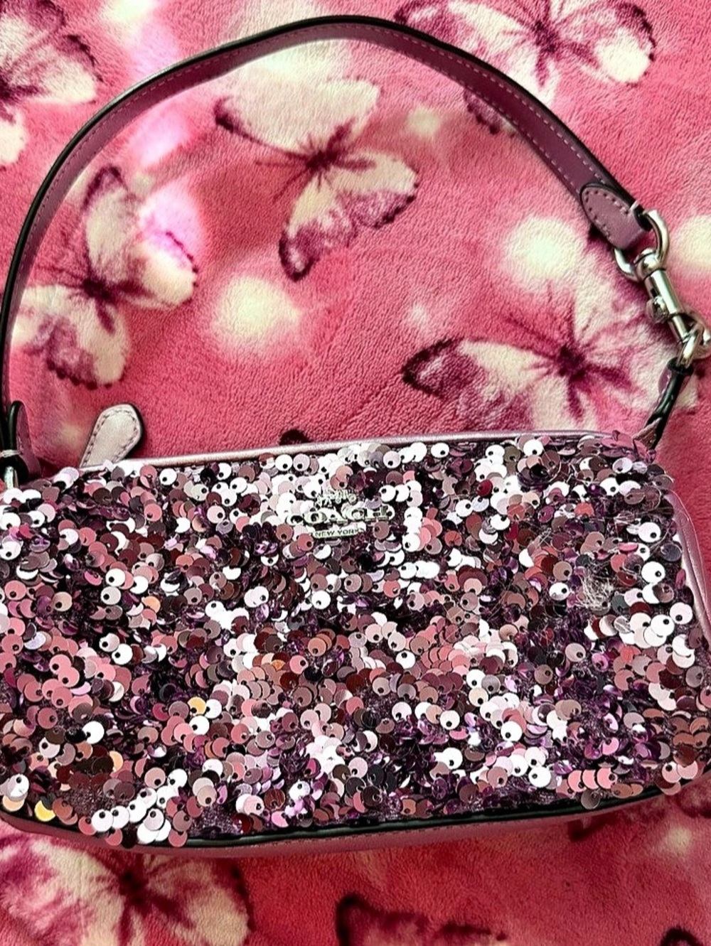 Coach Sequin Mini Bag in Pink & Purple